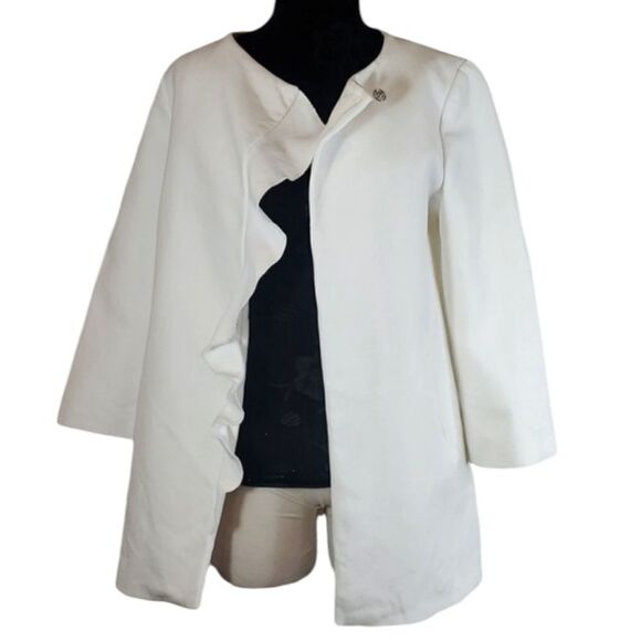 Zara Girls White Waterfall Collar Blazer Size 13/14 - Picture 1 of 14